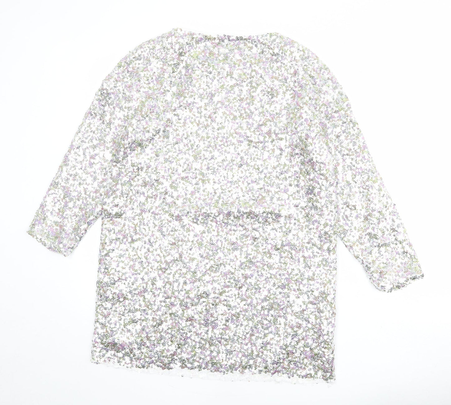 Zara Womens Silver Polyester Shift Size S Boat Neck Pullover