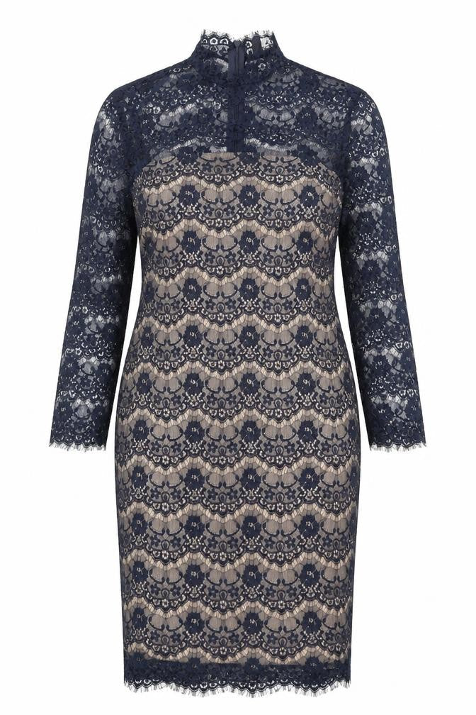 AX Paris Womens Blue Polyester Pencil Dress Size 14 Mock Neck Zip