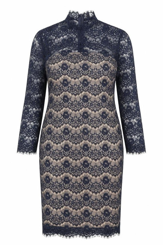 AX Paris Womens Blue Polyester Pencil Dress Size 14 Mock Neck Zip