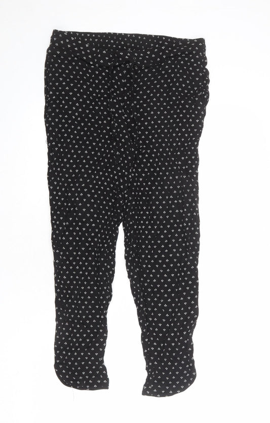 Denver Hayes Womens Black Geometric Viscose Jogger Trousers Size S L25 in Regular Drawstring
