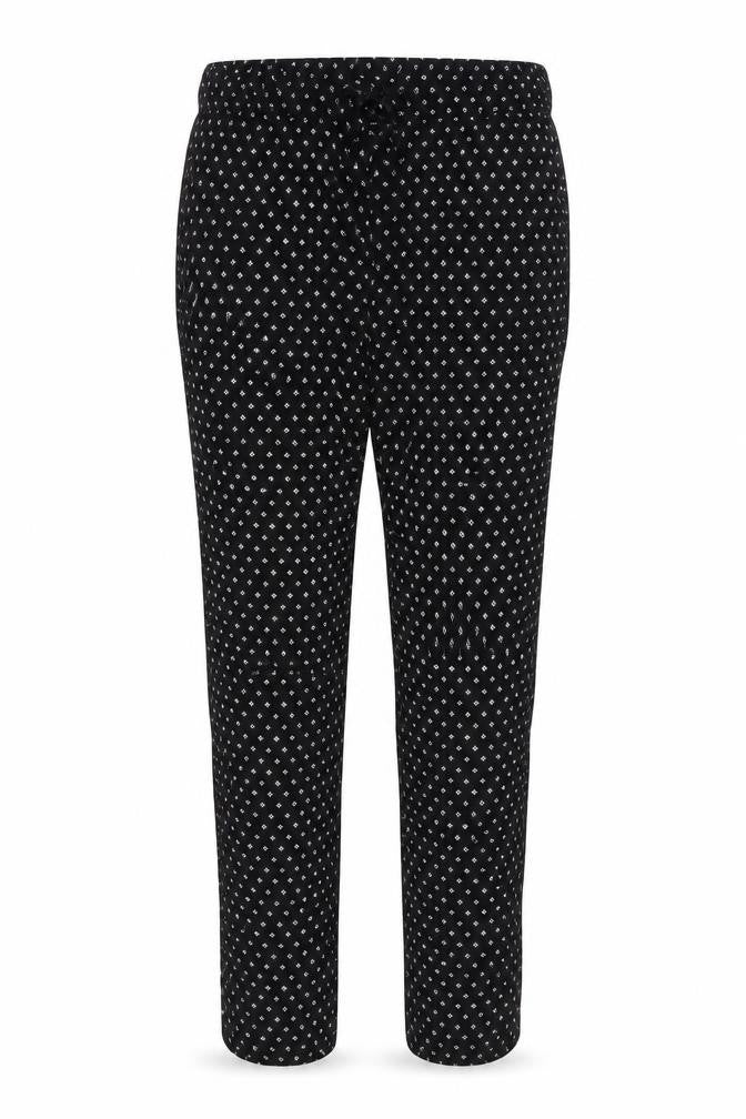 Denver Hayes Womens Black Geometric Viscose Jogger Trousers Size S L25 in Regular Drawstring