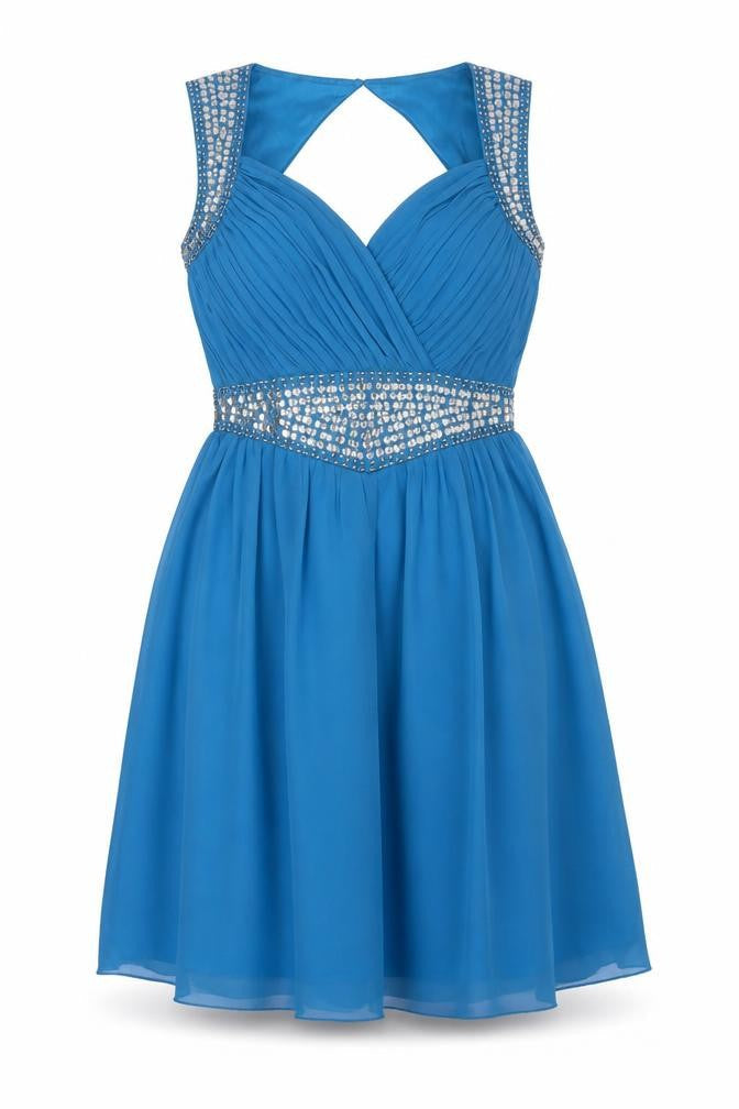 Little Mistress Womens Blue Polyester Fit & Flare Size 10 Sweetheart Zip - Cut Out Back Detail