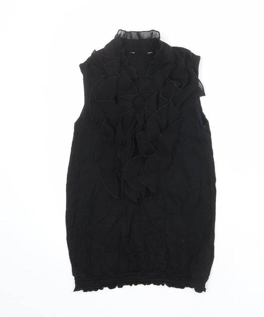New Look Womens Black Viscose Basic Blouse Size 6 V-Neck