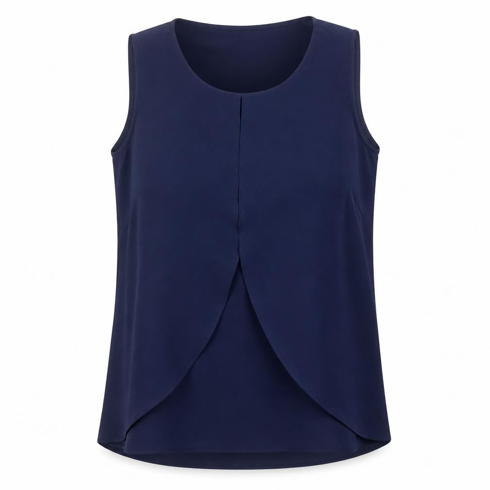 M&Co Womens Blue Polyester Basic Tank Size 10 Round Neck