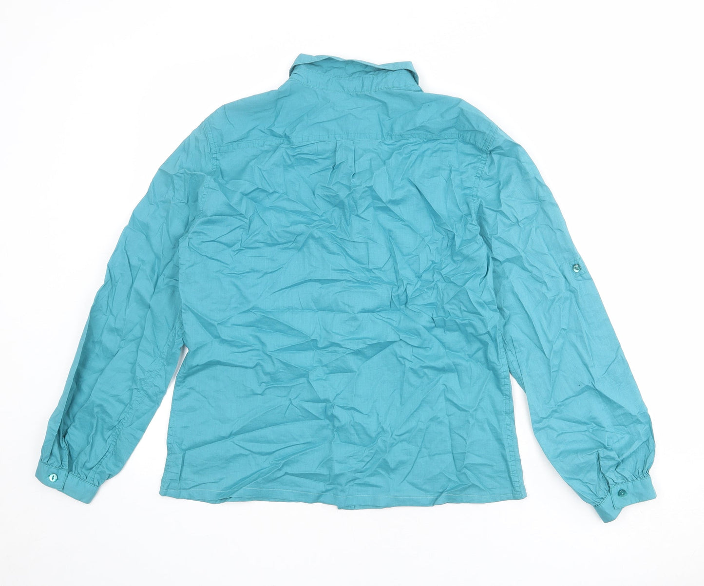 Gap Womens Blue Polyester Basic Button-Up Size S Collared