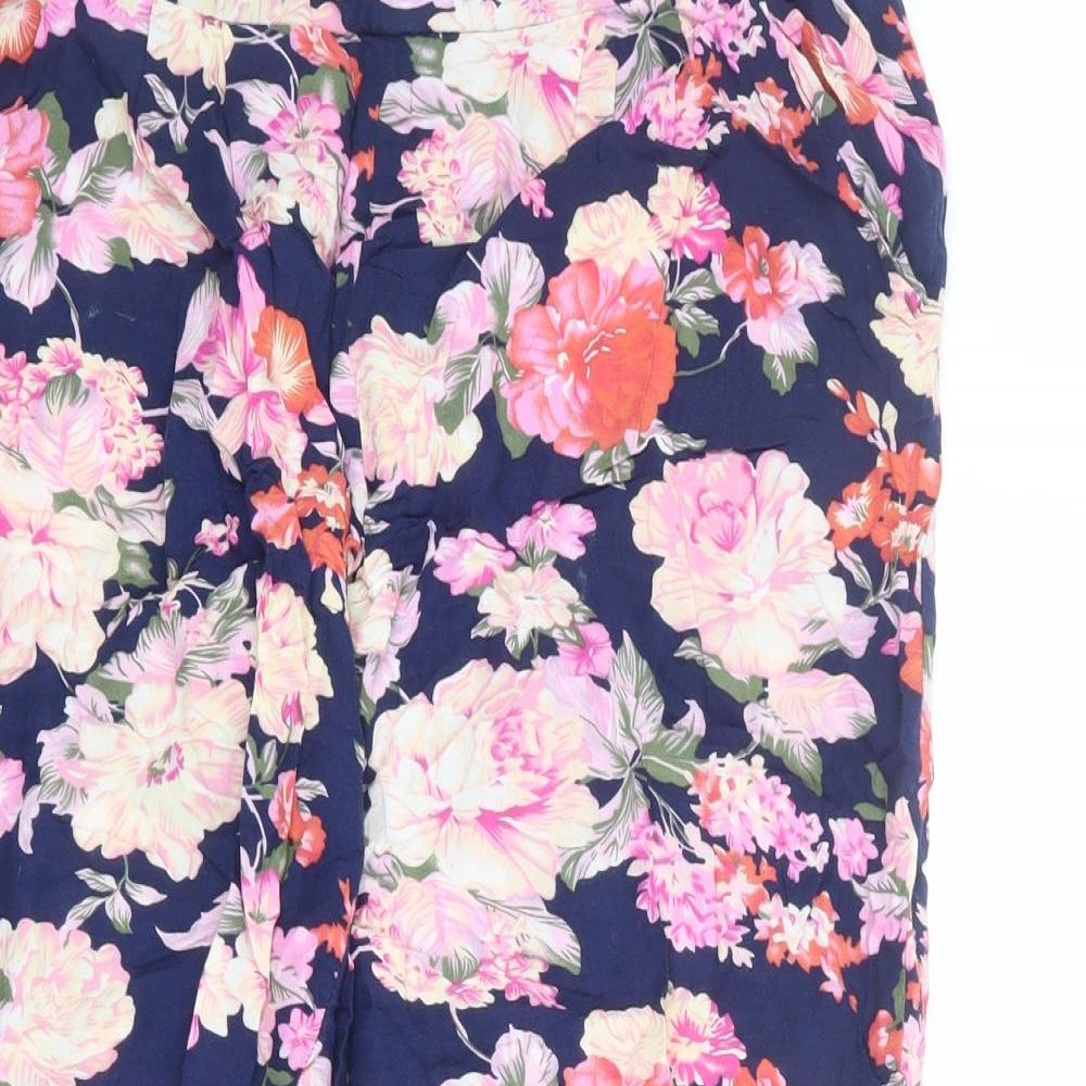Parisian Womens Multicoloured Floral Viscose Jogger Trousers Size 12 L23 in Regular Drawstring