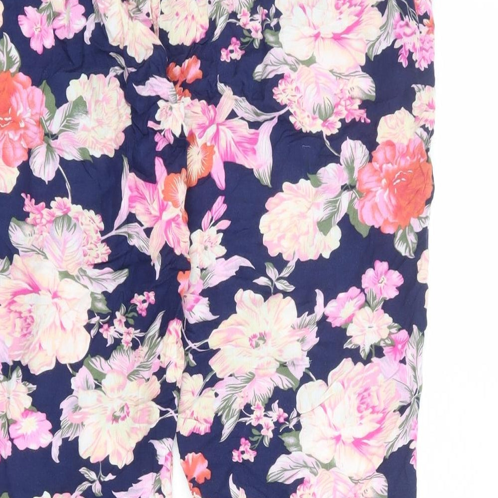 Parisian Womens Multicoloured Floral Viscose Jogger Trousers Size 12 L23 in Regular Drawstring