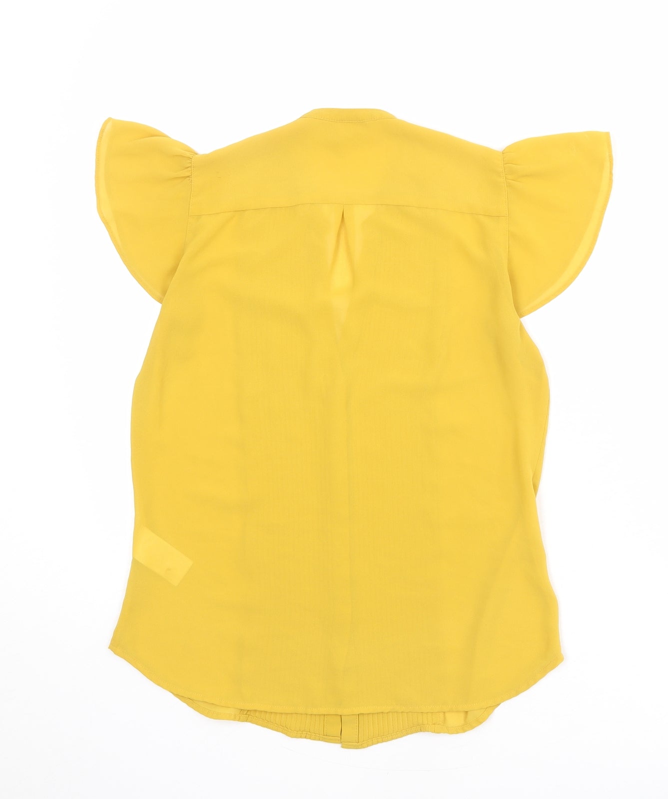 H&M Womens Yellow Polyester Basic Button-Up Size 8 V-Neck