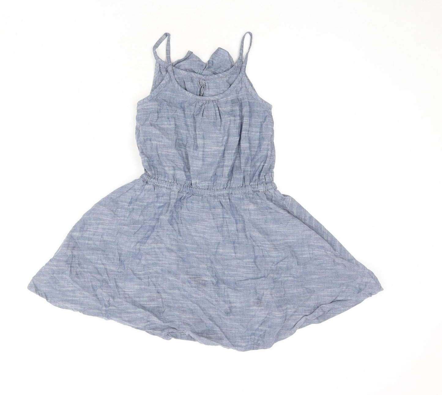 NEXT Girls Blue 100% Cotton A-Line Size 6 Years Round Neck Pullover - Elastic Waist