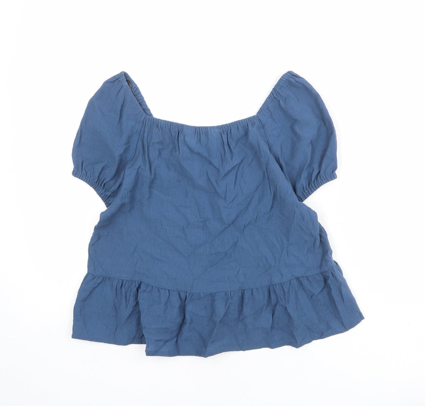 H&M Girls Blue Viscose Basic Blouse Size 14 Years Off the Shoulder Pullover