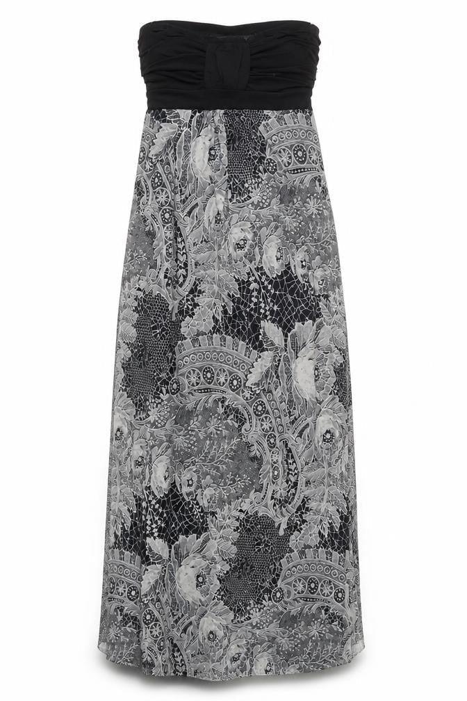 New Look Womens Grey Paisley Polyester Maxi Size 8 Square Neck Pullover - Strapless