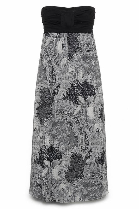New Look Womens Grey Paisley Polyester Maxi Size 8 Square Neck Pullover - Strapless
