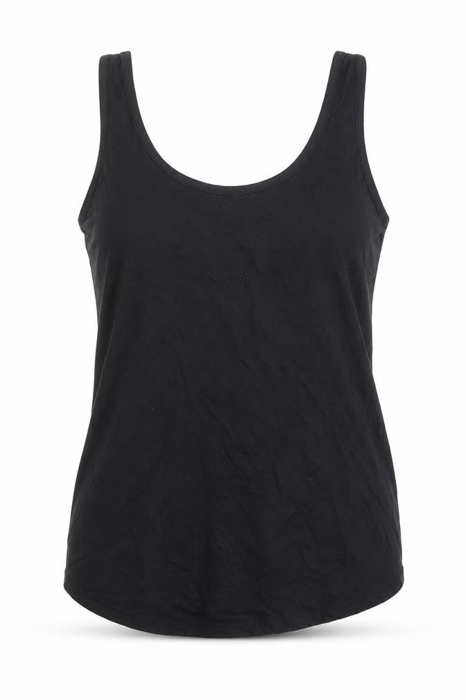 ASOS Womens Black Cotton Basic Tank Size 12 Round Neck