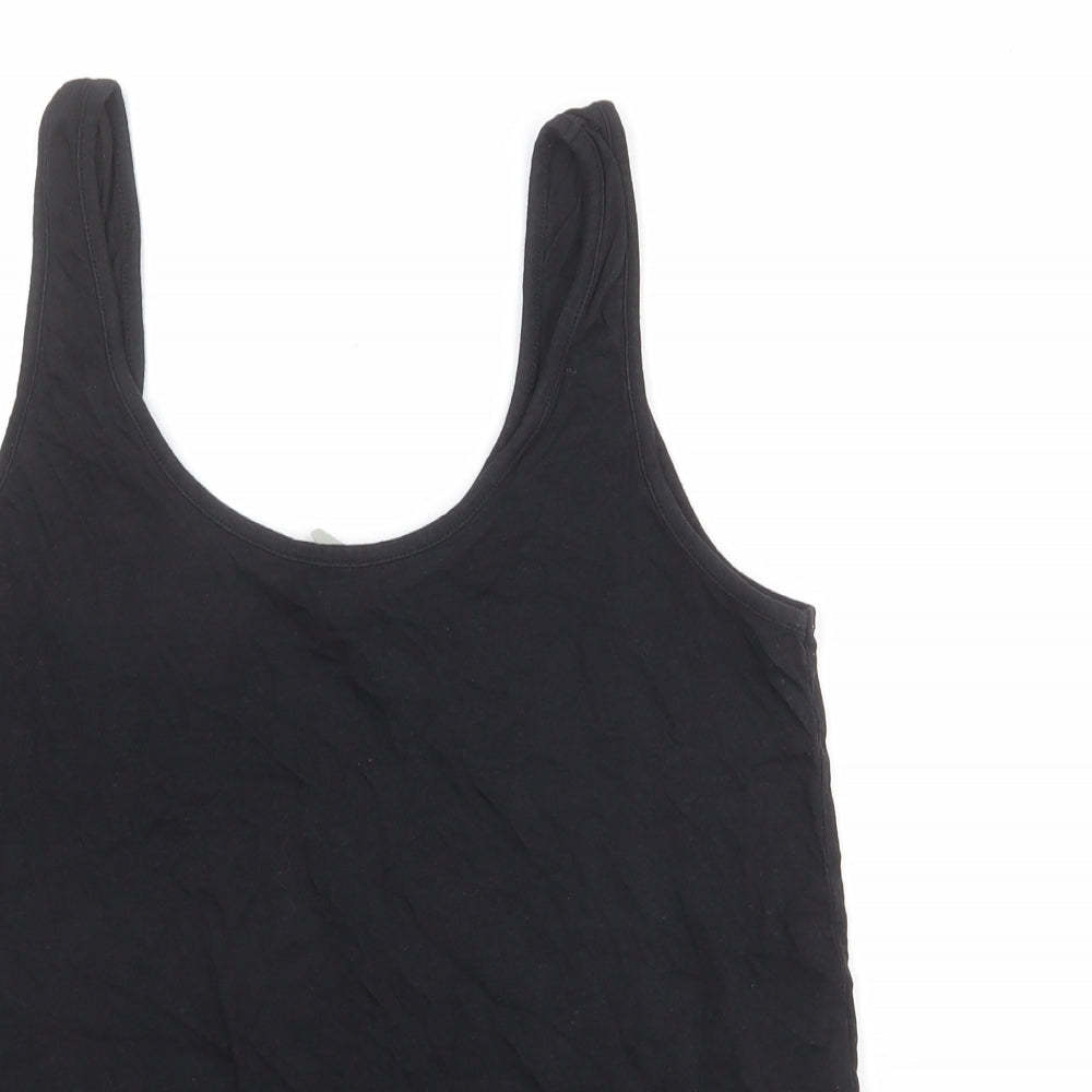 ASOS Womens Black Cotton Basic Tank Size 12 Round Neck