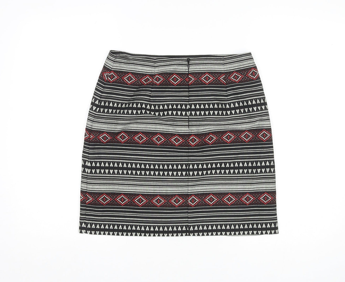 Marks and Spencer Womens Multicoloured Geometric Polyester A-Line Skirt Size 10 Zip