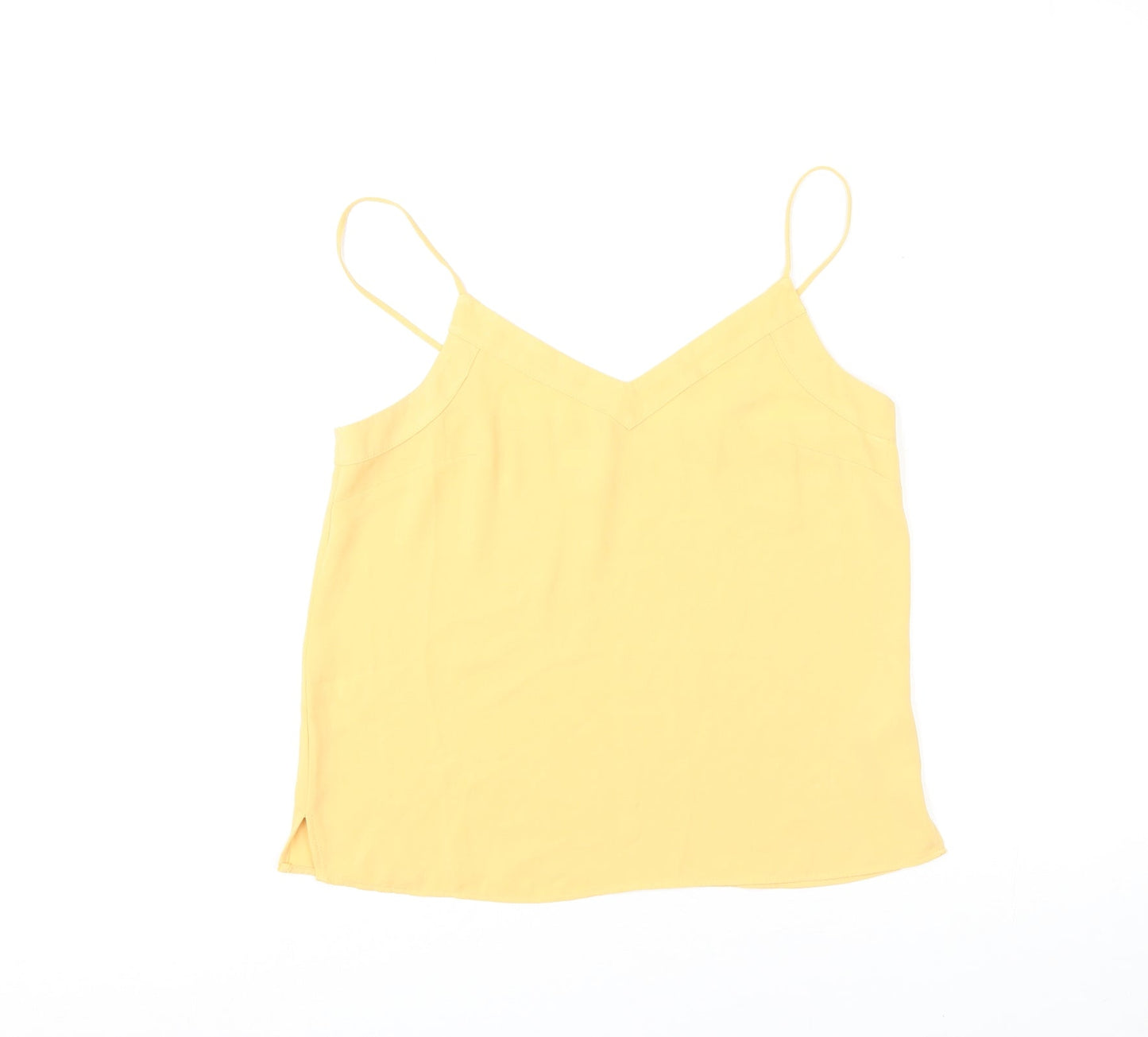 Topshop Womens Yellow Polyester Basic Tank Size 10 V-Neck