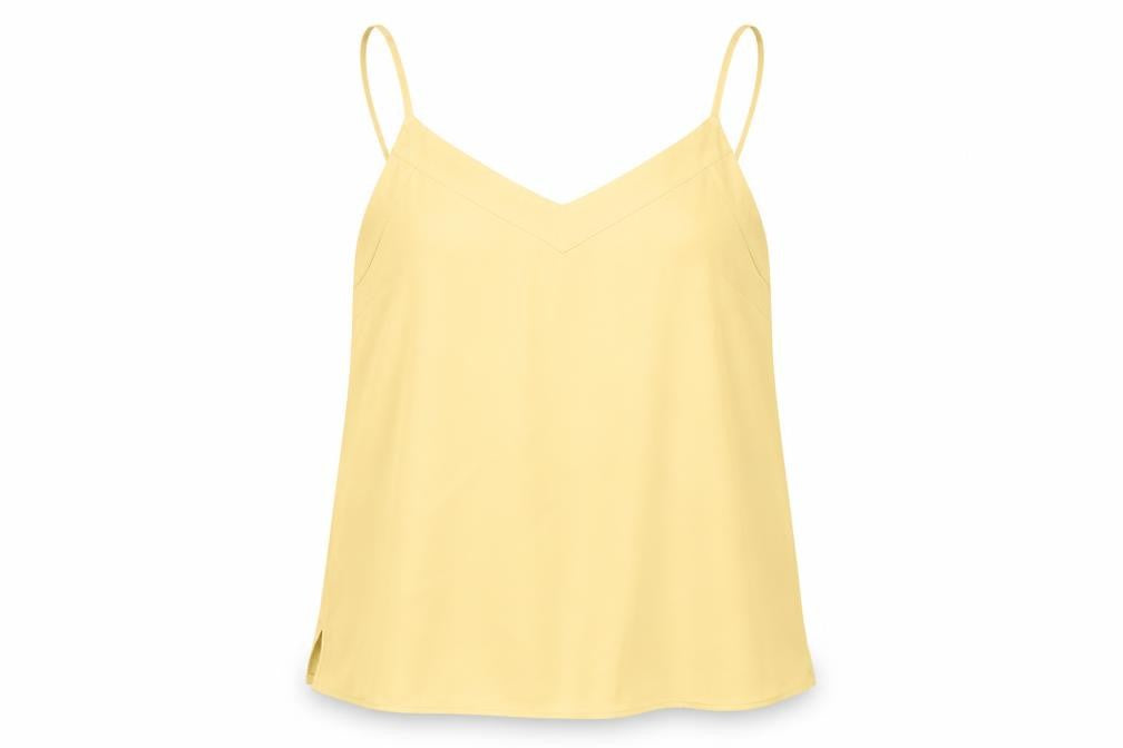 Topshop Womens Yellow Polyester Basic Tank Size 10 V-Neck