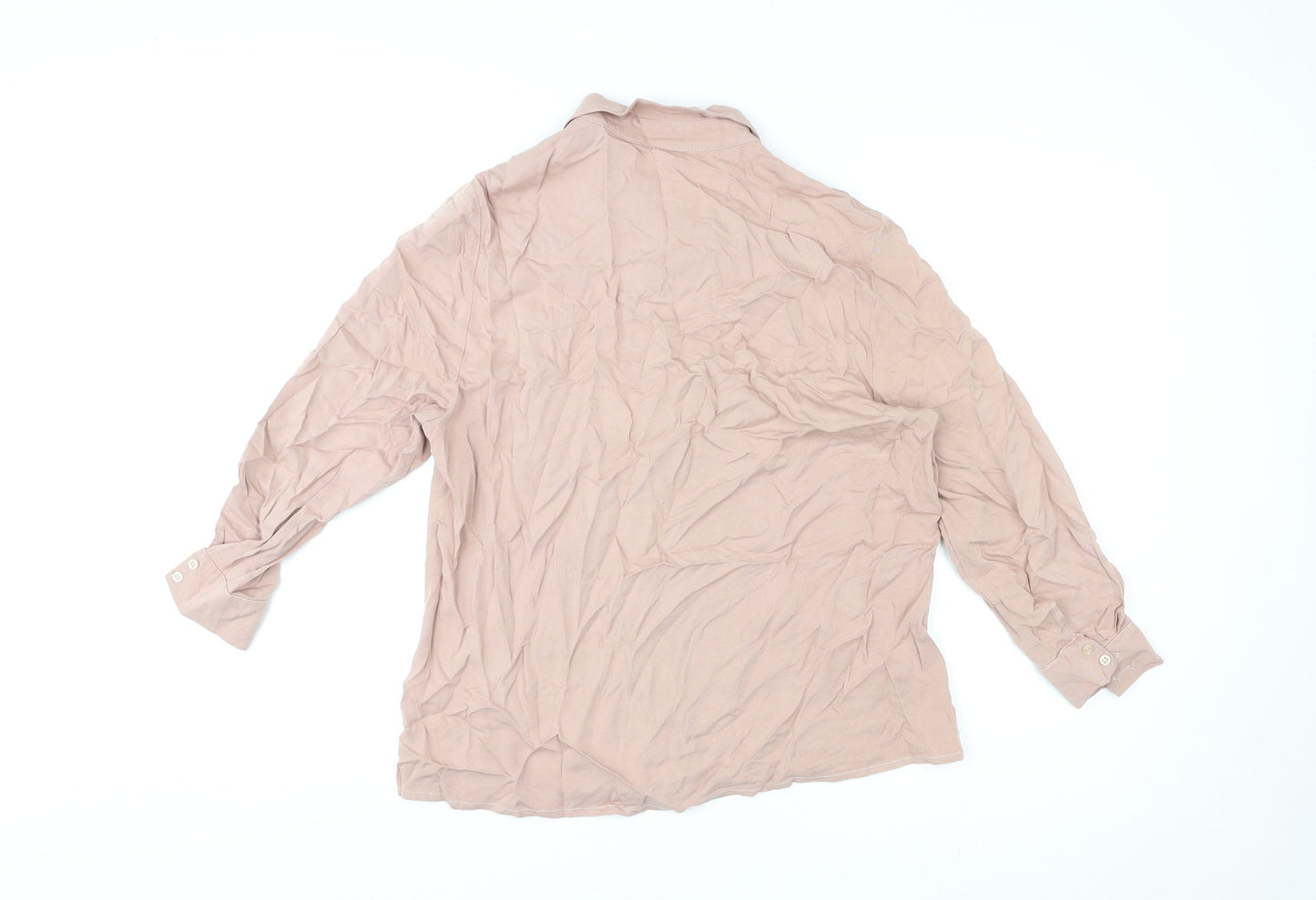 Mona Womens Pink Viscose Basic Button-Up Size 16 Collared