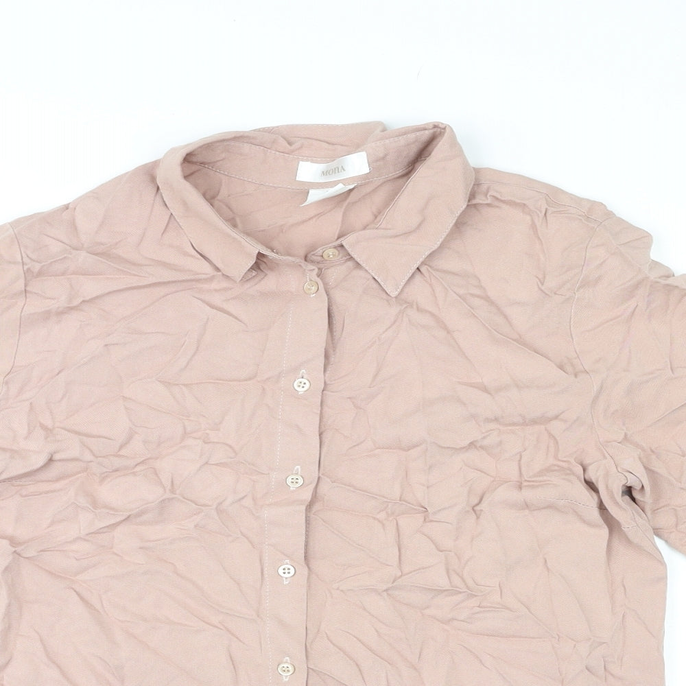Mona Womens Pink Viscose Basic Button-Up Size 16 Collared