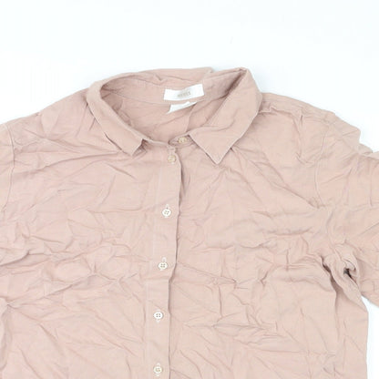 Mona Womens Pink Viscose Basic Button-Up Size 16 Collared