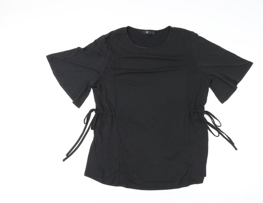 Very Womens Black Modal Basic T-Shirt Size 14 Round Neck