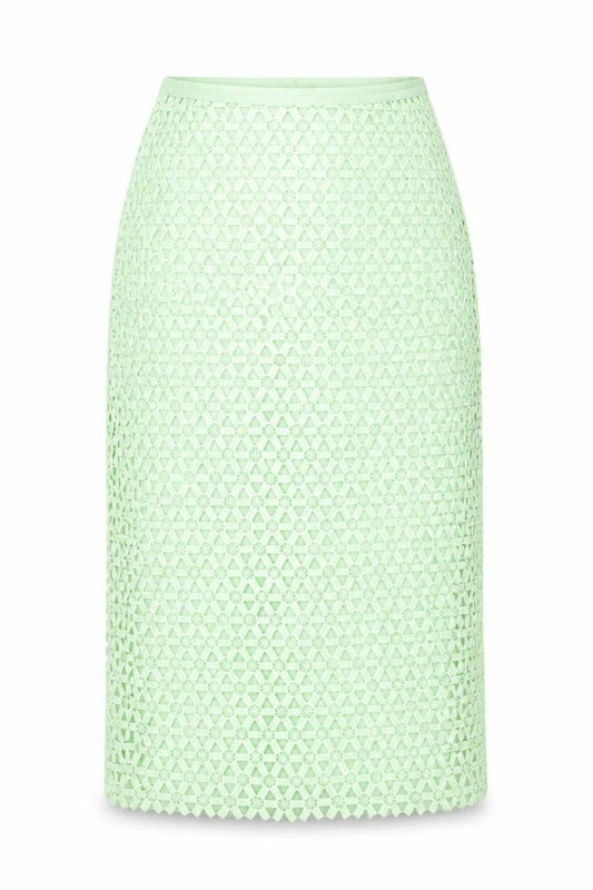 Zara Womens Green Geometric Cotton A-Line Skirt Size S Zip