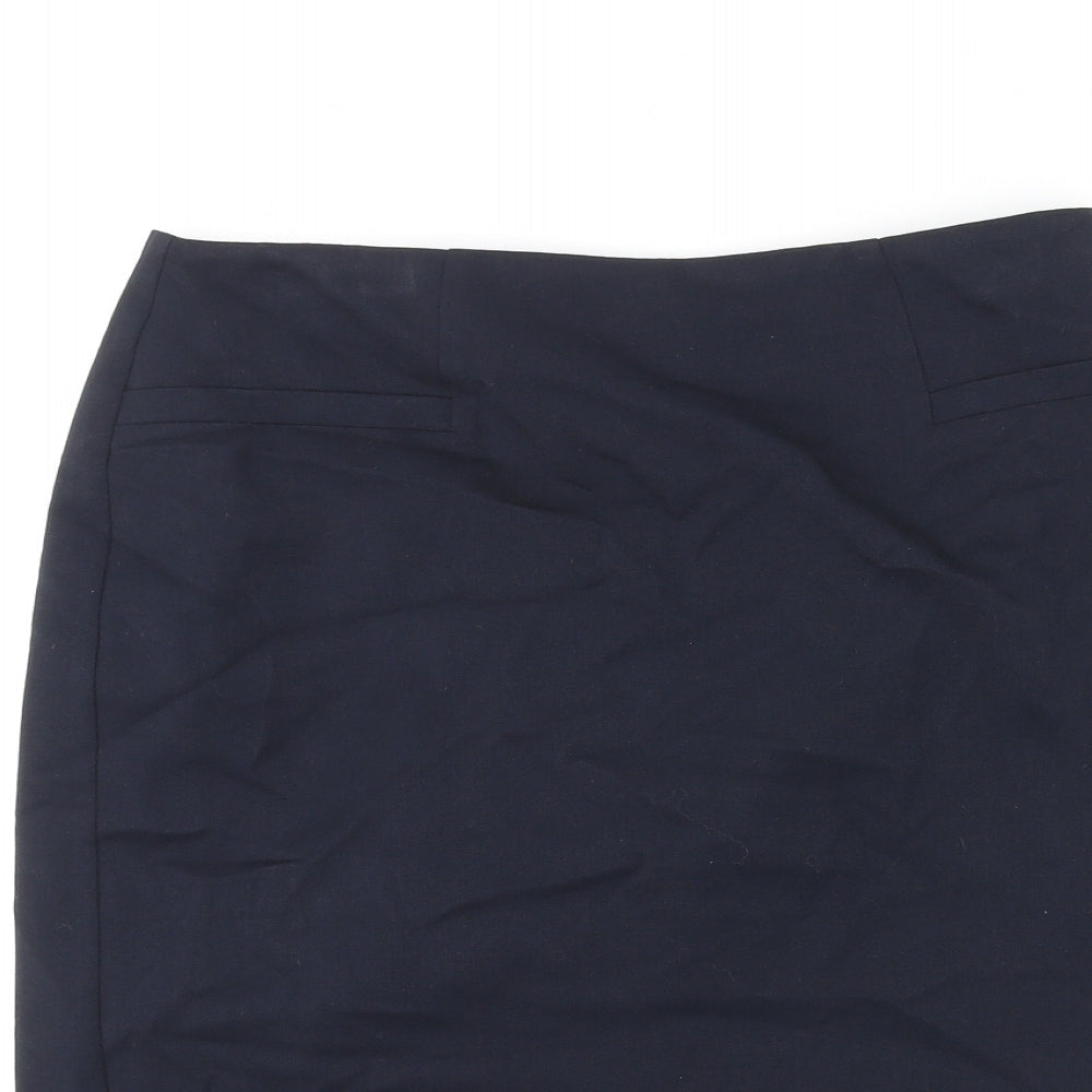 Marks and Spencer Womens Blue Polyester Straight & Pencil Skirt Size 10 Zip
