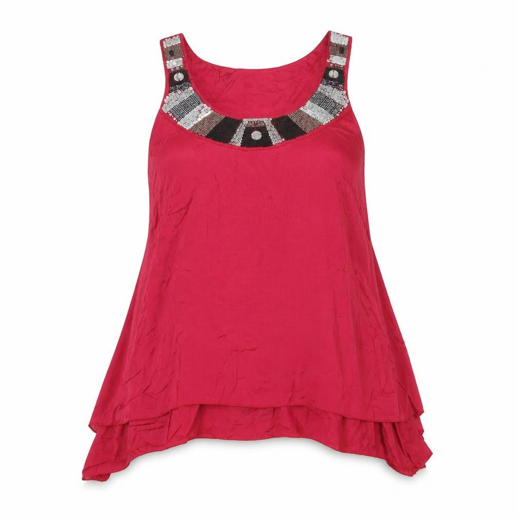 Red Herring Womens Red Viscose Basic Tank Size 14 Round Neck