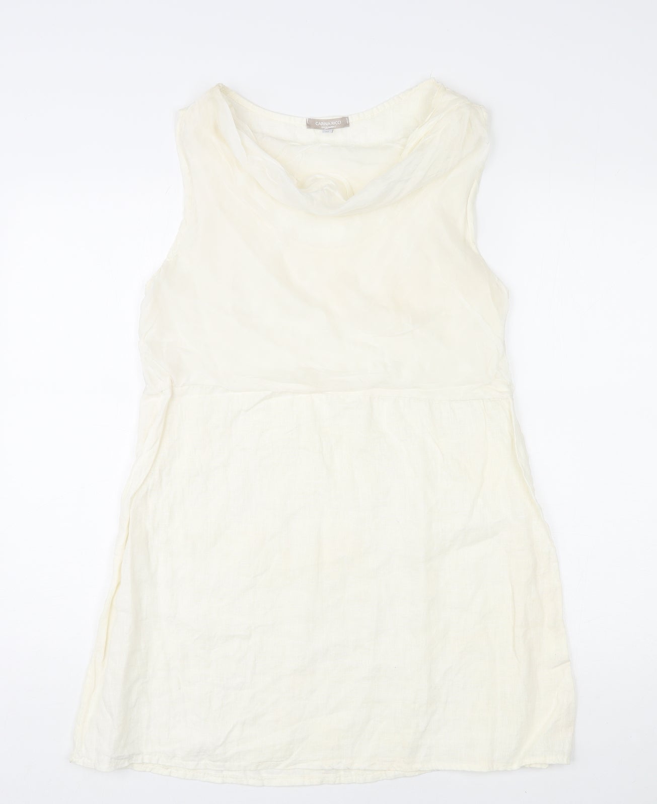 Carina Ricci Womens Ivory Polyester Shift Size M Cowl Neck Pullover