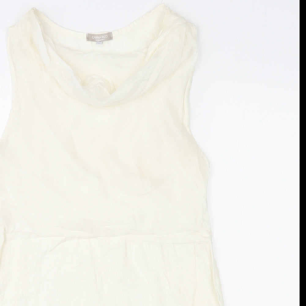 Carina Ricci Womens Ivory Polyester Shift Size M Cowl Neck Pullover