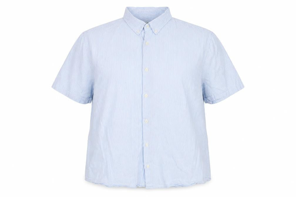 Marks & Spencer Womens Blue Striped Linen Basic Button-Up Size 2XL Collared