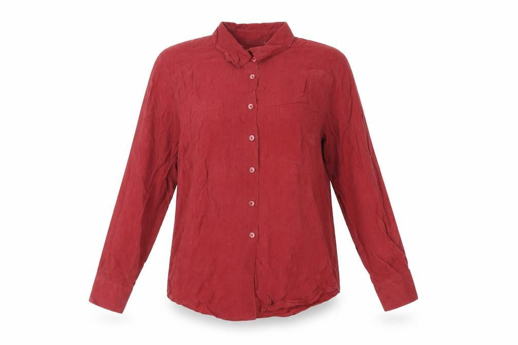 St Michael Womens Red Viscose Basic Button-Up Size 10 Collared