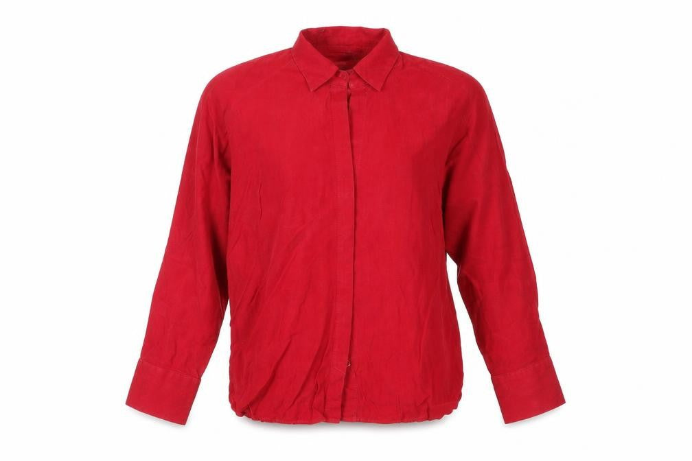 Mango Womens Red Lyocell Basic Button-Up Size 2XS Collared