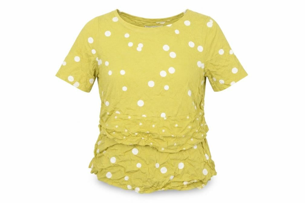NEXT Womens Yellow Polka Dot 100% Cotton Basic T-Shirt Size 8 Round Neck