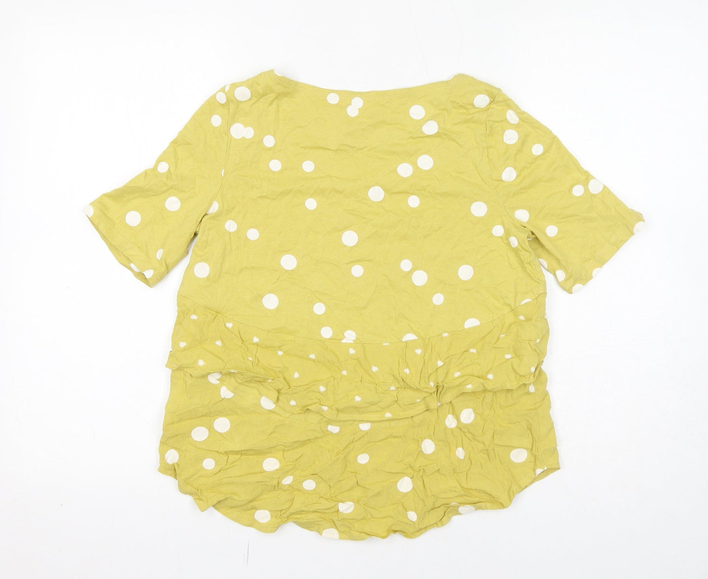 NEXT Womens Yellow Polka Dot 100% Cotton Basic T-Shirt Size 8 Round Neck