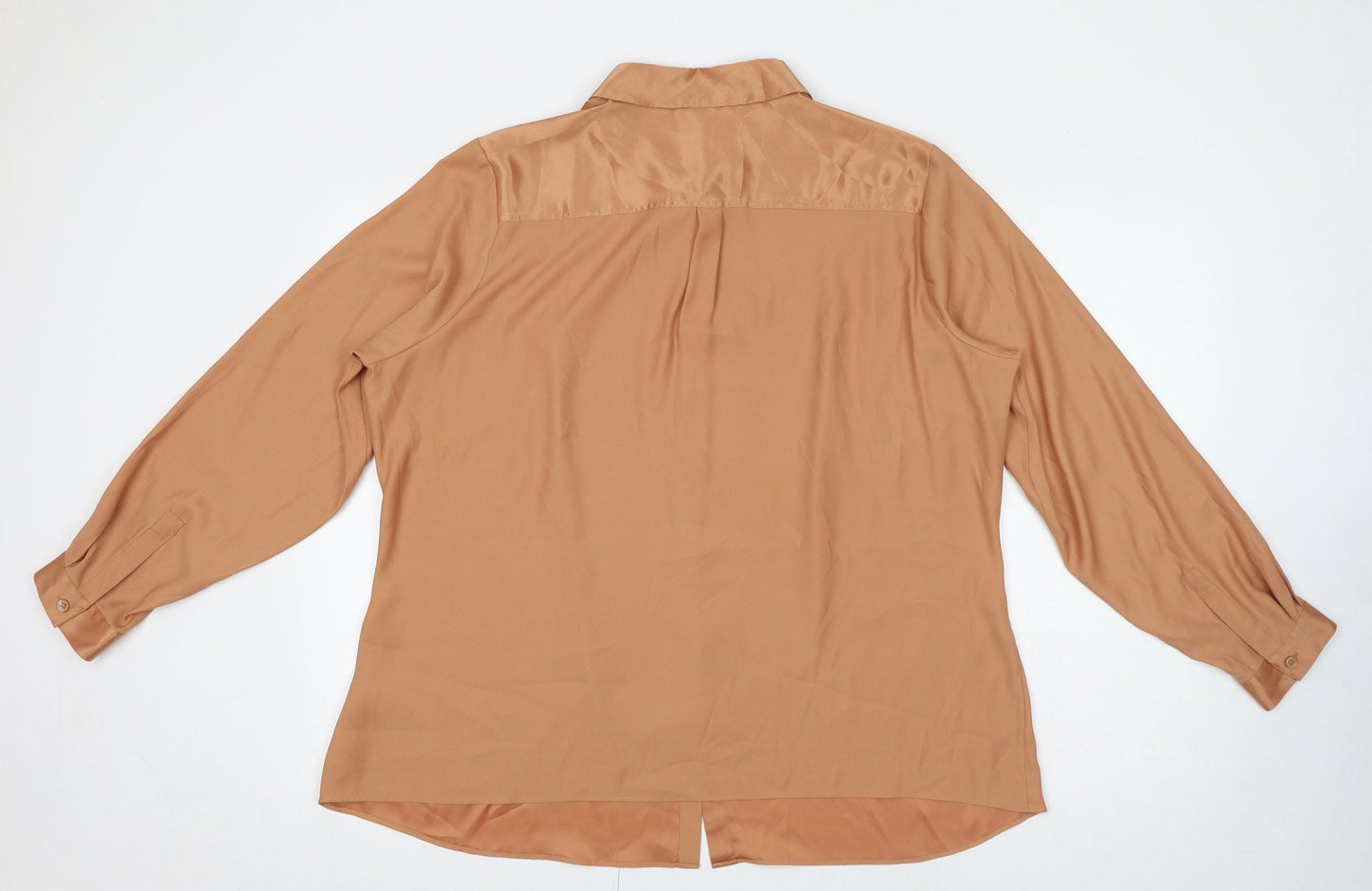 Classic Womens Beige Polyester Basic Button-Up Size 20 Collared