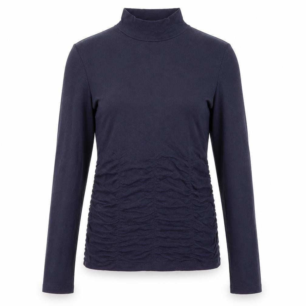 Marks & Spencer Womens Blue Viscose Basic T-Shirt Size 6 High Neck