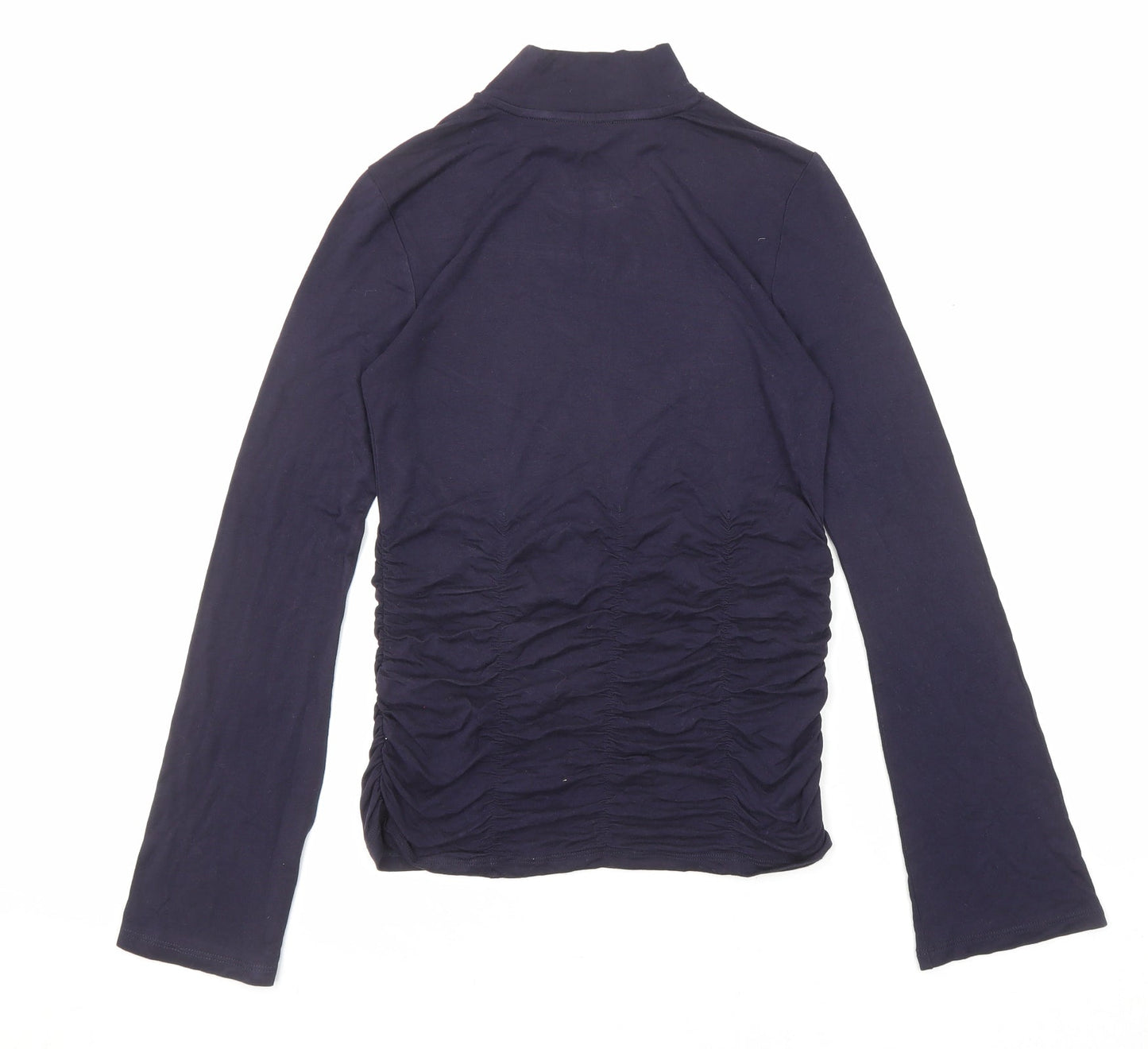 Marks and Spencer Womens Blue Viscose Basic T-Shirt Size 6 High Neck