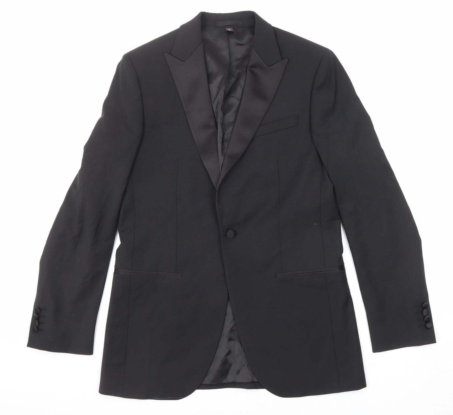 Marks and Spencer Mens Black Wool Jacket Suit Jacket Size 38 Regular