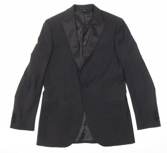 Marks and Spencer Mens Black Wool Jacket Suit Jacket Size 38 Regular
