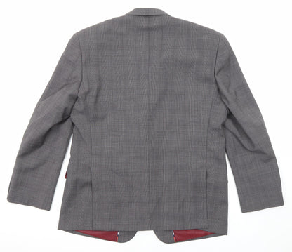 Skopes Mens Grey Check Wool Jacket Suit Jacket Size 42 Regular