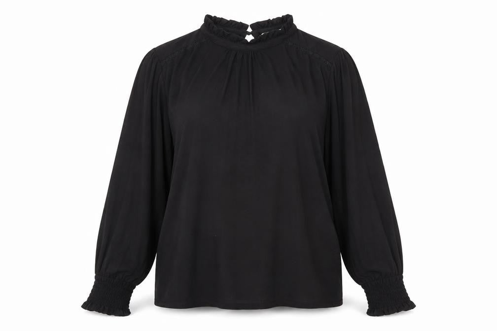 Oasis Womens Black Viscose Basic Blouse Size XL High Neck