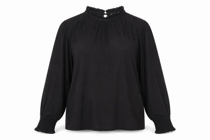 Oasis Womens Black Viscose Basic Blouse Size XL High Neck