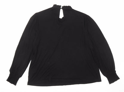 Oasis Womens Black Viscose Basic Blouse Size XL High Neck