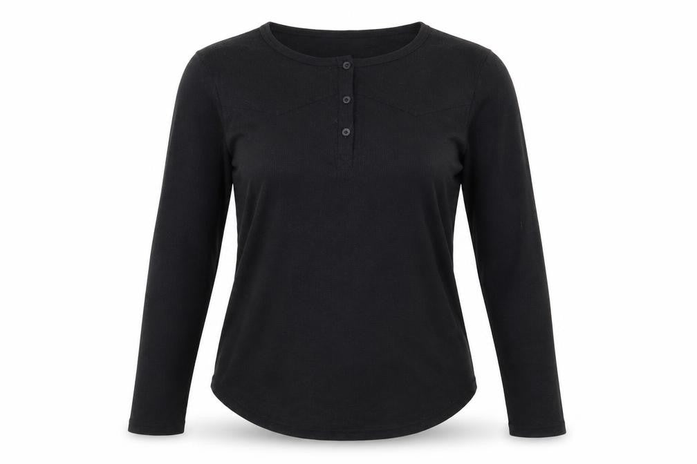 Reoria Womens Black Viscose Basic T-Shirt Size L Round Neck