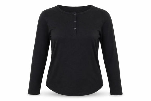 Reoria Womens Black Viscose Basic T-Shirt Size L Round Neck