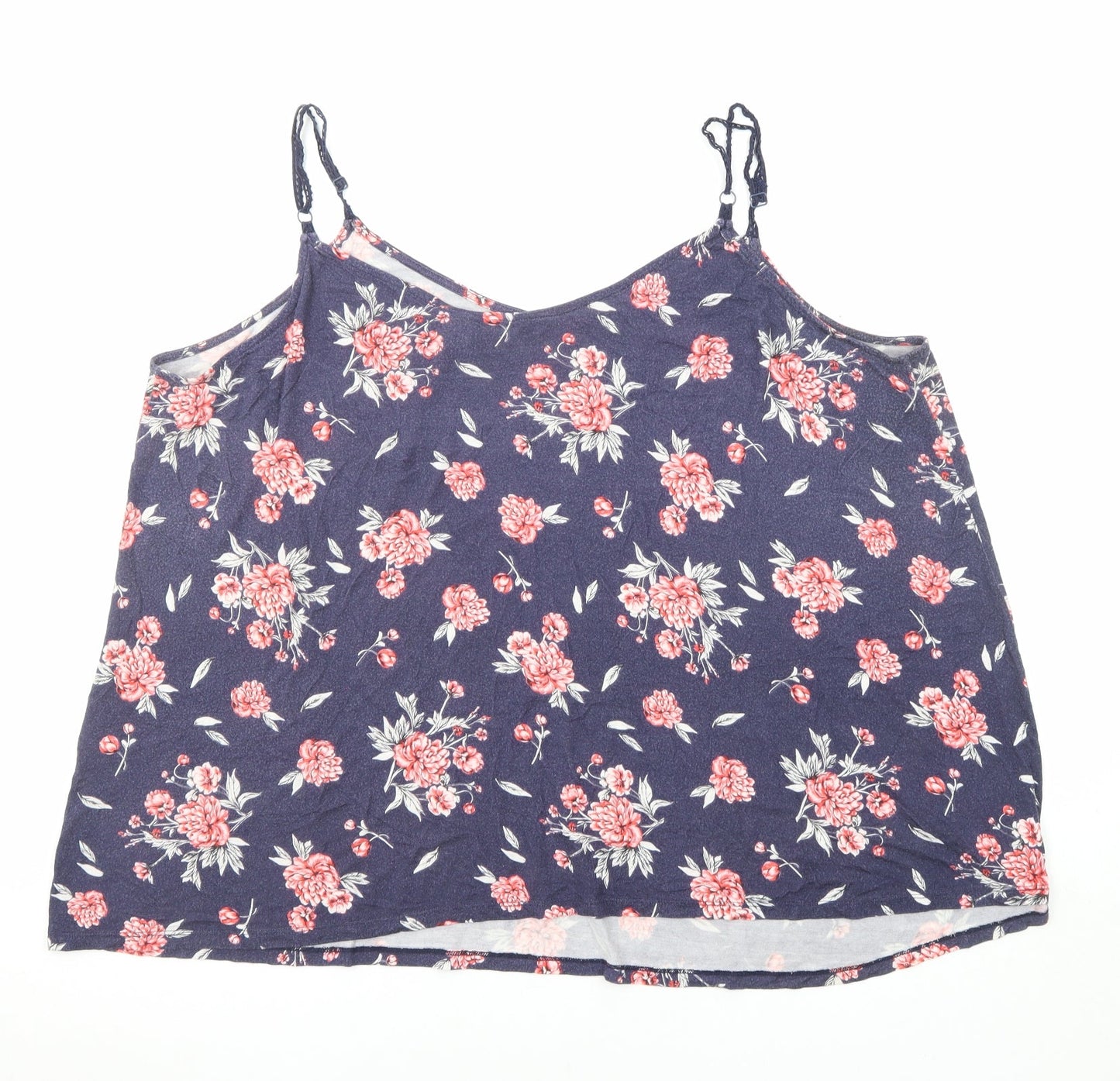 Torrid Womens Blue Floral Viscose Basic Tank Size 22 Round Neck