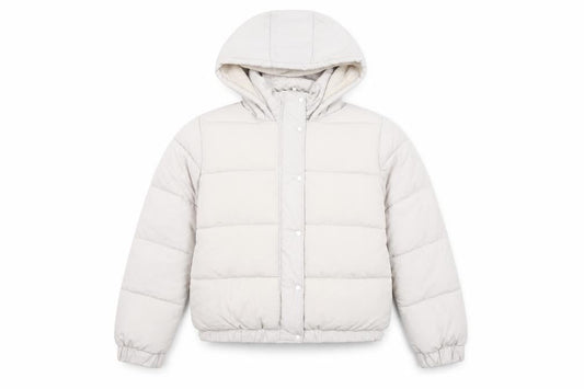 Front view of Missguided women’s beige jacket, size UK 12, zip