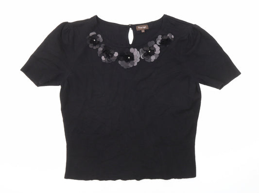 Phase Eight Womens Black Round Neck Viscose Pullover Jumper Size 12