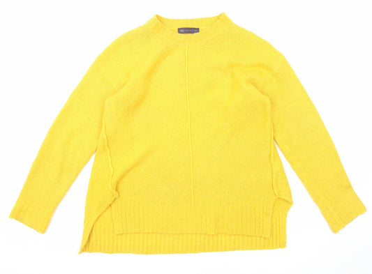 Marks and Spencer Womens Yellow Round Neck Acrylic Pullover Jumper Size S